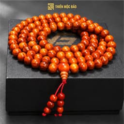 Vòng tay gỗ Huyết Long 108 hạt 6/8mm thấu quang đỏ rực, chuỗi tràng đeo tay nam nữ | Vua Vòng Gỗ 6