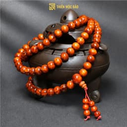 Vòng tay gỗ Huyết Long 108 hạt 6/8mm thấu quang đỏ rực, chuỗi tràng đeo tay nam nữ | Vua Vòng Gỗ 9