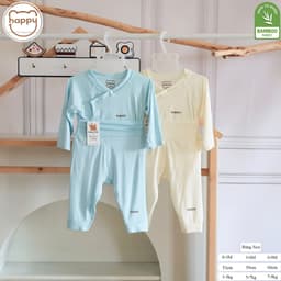 Combo 5 Bộ Quần Áo Sơ Sinh Cho Bé Trai Gái Dài Tay Happy Cạp Cao Petit Bamboo, Mềm Mịn Họa Tiết Xinh Xắn Size Từ 3-9Kg 3