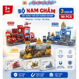 Đồ Chơi Nam Châm Xếp Hình Lắp Ghép Cho Bé 3+ Chủ Đề Cứu Hỏa Cảnh Sát Công Trường 30/32/36Chi Tiết 1