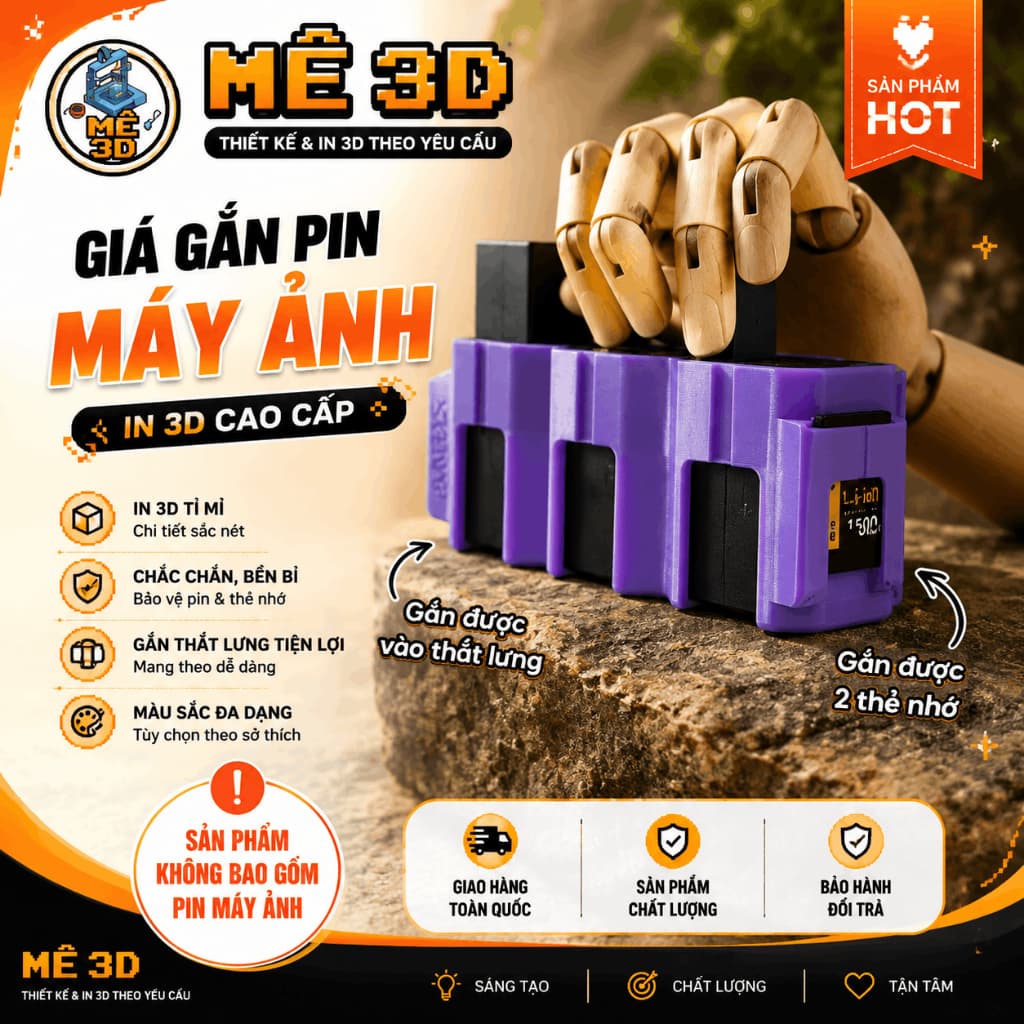 Khay Hộp Đựng 3 Pin Sony FZ100 + 2 Thẻ SD Cao Cấp - Có Khe Cài Thắt Lưng [Mê 3D]