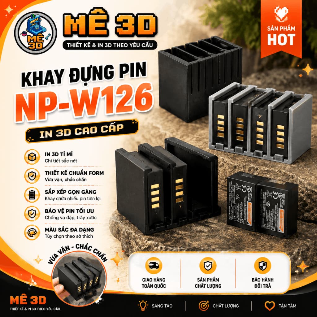 Khay Hộp Đựng Bảo Vệ Pin Fujifilm W126 / W126s [Mê 3D]