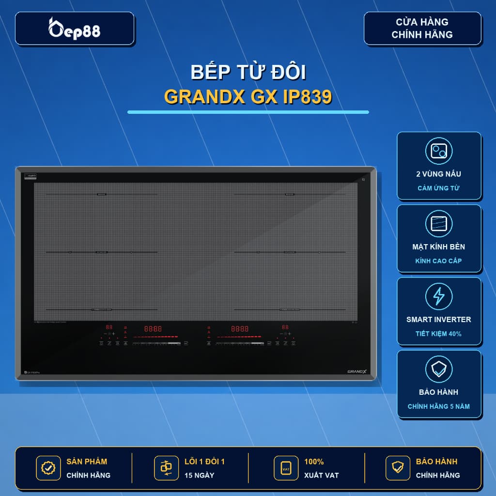 Bếp từ GrandX GX IP839Pro | Nhập Malaysia-Booster 3000w