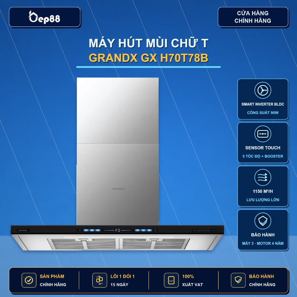 HÚT MÙI GRANDX GX H70T78B | Bảo hành 3 năm