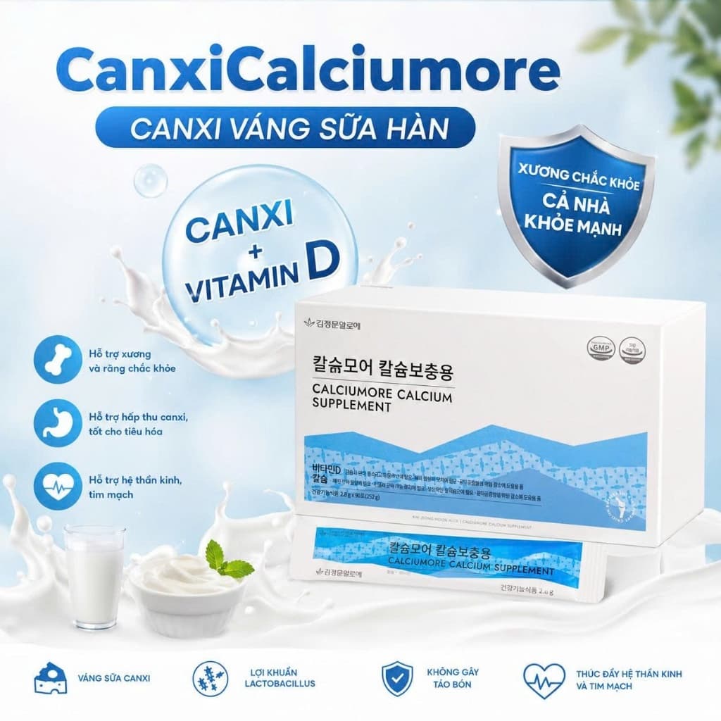 Canxi Váng Sữa Hữu Cơ KJM Aloe 90 Gói/Hộp –Bổ Sung Canxi Giúp Phát Triển Xương & Chiều Cao Cho Trẻ
