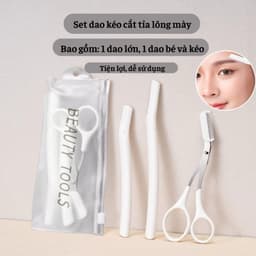 Bộ 3 dụng cụ cạo lông tỉa chân mày an toàn cho người mới (2 dao + 1 kéo) 5