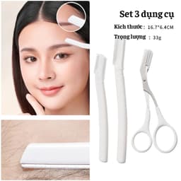 Bộ 3 dụng cụ cạo lông tỉa chân mày an toàn cho người mới (2 dao + 1 kéo) 3