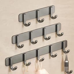 Móc Xám treo nhà tắm đa năng dán tường nhôm không gỉ, dán sau cửa chịu lực tới 30kg - Tặng kèm keo dán 7