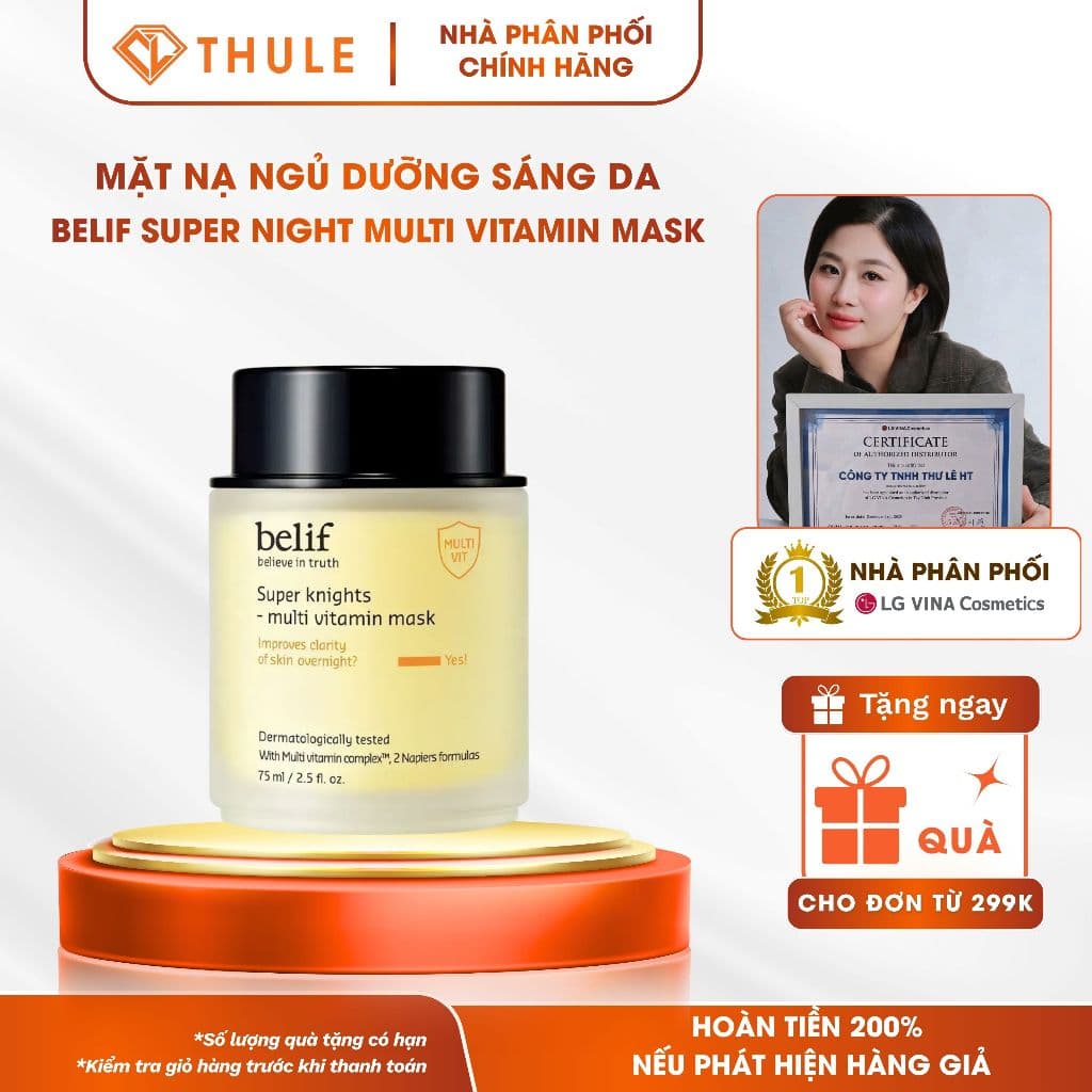 Mặt Nạ Ngủ Cấp Ẩm Phục Hồi Da Xỉn Màu Belif Multi Vitamin Mask Hũ 75ml Chính Hãng Hàn Quốc