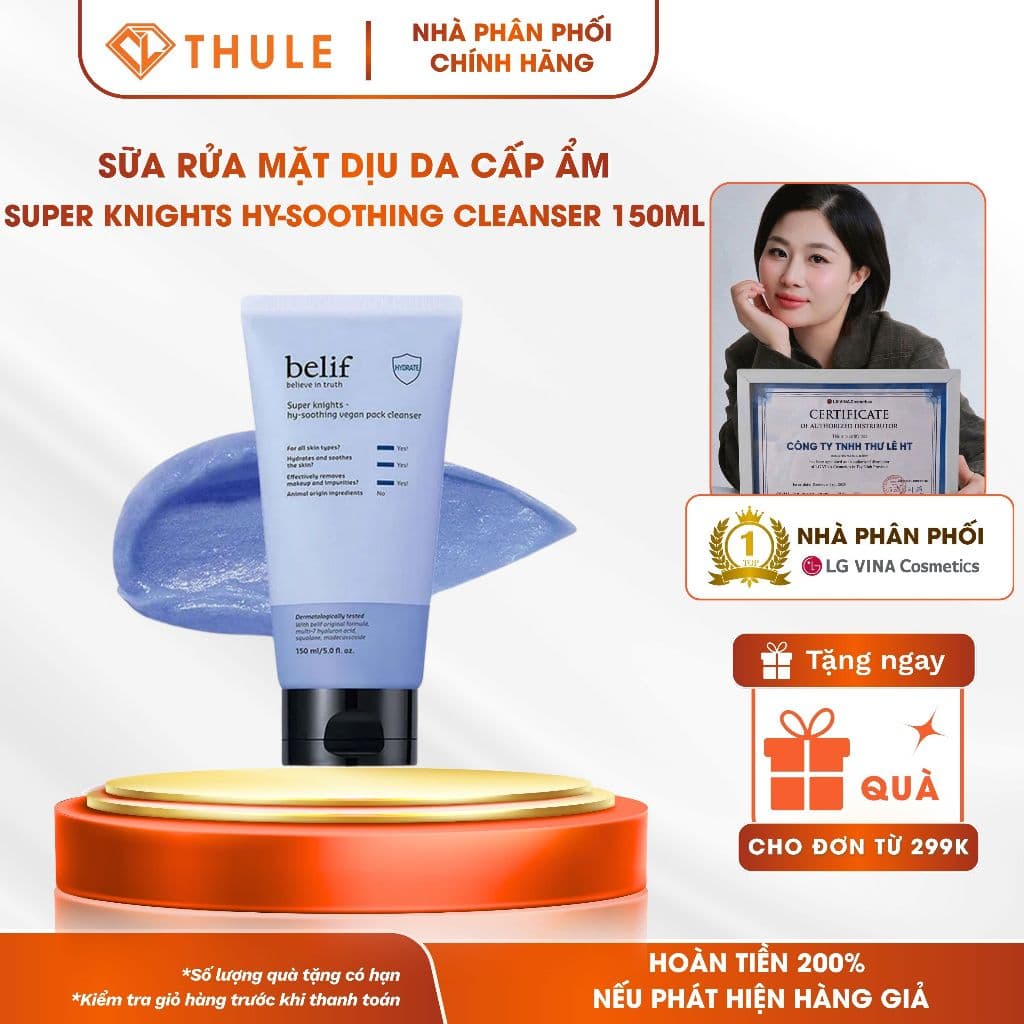 Sữa Rửa Mặt Cấp Ẩm Làm Diu Da Belif Super Knights Hy-Soothing Cleanser Hàn Quốc Chính Hãng Dung Tích 150ml