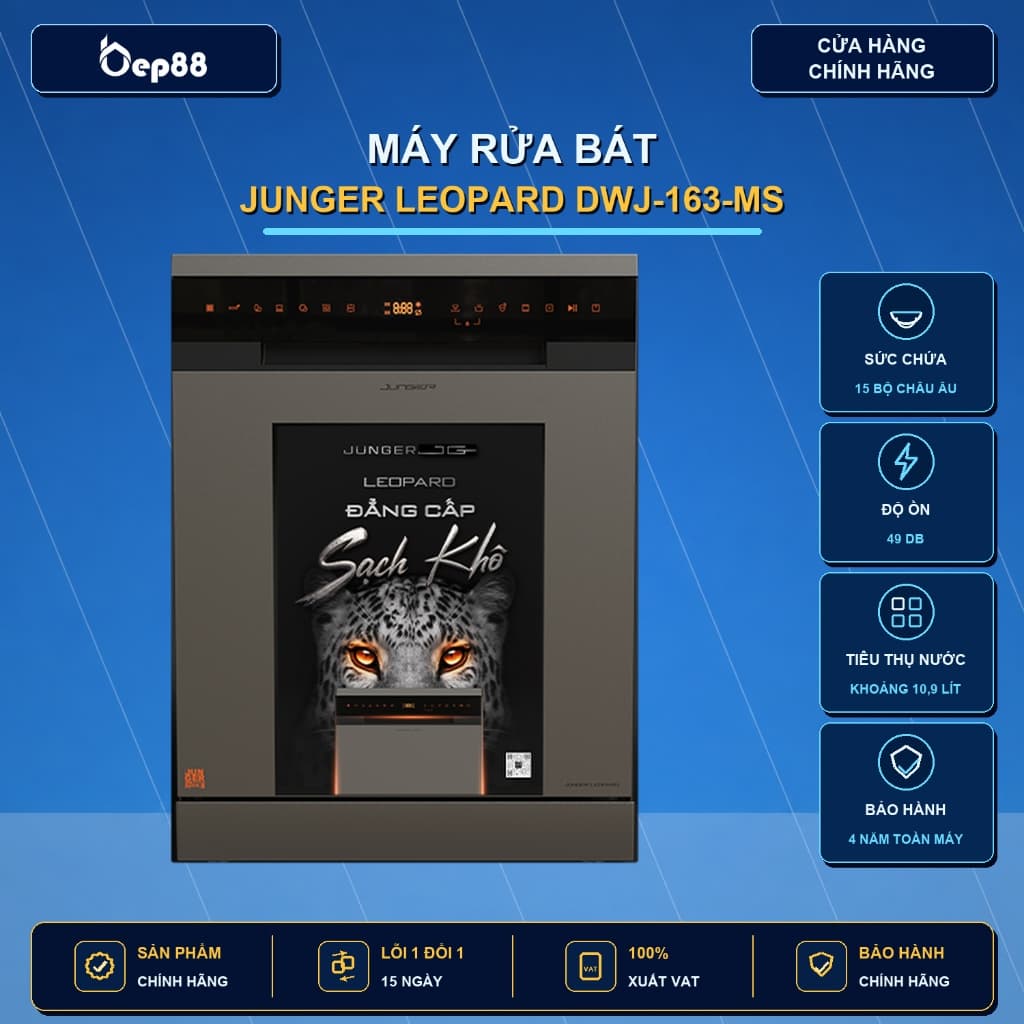 Máy rửa bát Junger Leopard DWJ 163 MS|Bảo hành 4 năm tại nhà