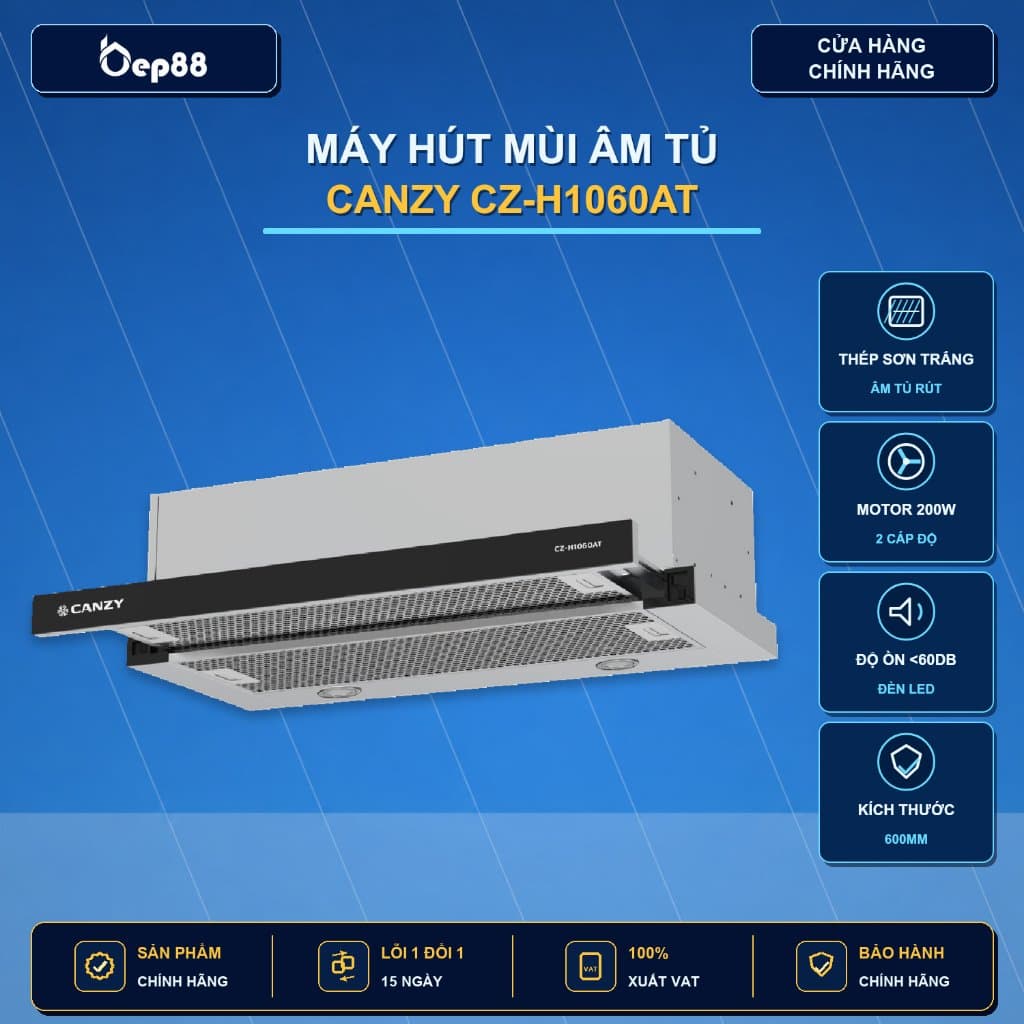Máy Hút Mùi Canzy CZ H1060AT / H1070AT - Hút mùi âm tủ - Có inverter | Hàng chính hãng