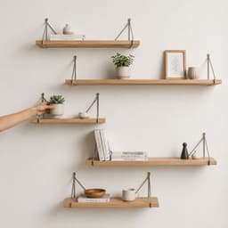 Kệ Gỗ Treo Tường Không Cần Khoan Nhiều Size – Thanh Ngang Gỗ Trang Trí Đa Năng Kèm Bộ Phụ Kiện 4