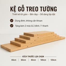 Kệ Gỗ Treo Tường Không Cần Khoan Nhiều Size – Thanh Ngang Gỗ Trang Trí Đa Năng Kèm Bộ Phụ Kiện 6