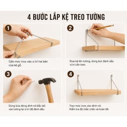 Kệ Gỗ Treo Tường Không Cần Khoan Nhiều Size – Thanh Ngang Gỗ Trang Trí Đa Năng Kèm Bộ Phụ Kiện 7