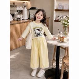 Q9: Set áo dài tay hoạ tiết hoạt hình kèm quần gió cho bé yêu diện thu đông, đi chơi, đi học 7