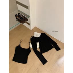 (Dmina - Re.En) Set váy nữ tiểu thư áo 2 dây phối ren cùng cardigan ngoài và chân váy lửng 4