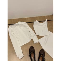 (Dmina - Re.En) Set váy nữ tiểu thư áo 2 dây phối ren cùng cardigan ngoài và chân váy lửng 5