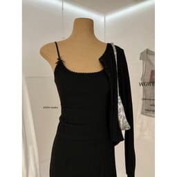 (Dmina - Re.En) Set váy nữ tiểu thư áo 2 dây phối ren cùng cardigan ngoài và chân váy lửng 9
