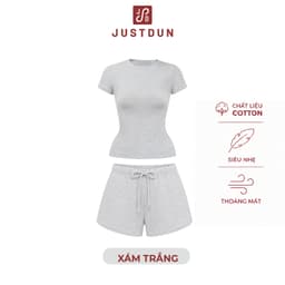 [COMBO] Set Áo Thun Ôm Body Quần Short Nỉ UMI Hàn JustDun HB 3