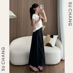 Chân Váy Kaki Dáng Dài Basic 2 Túi Bên CV570 Su Chang Thời Trang Nữ 8