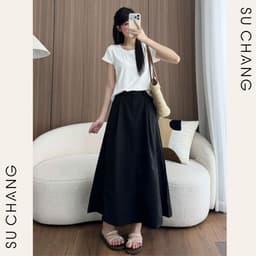 Chân Váy Kaki Dáng Dài Basic 2 Túi Bên CV570 Su Chang Thời Trang Nữ 6