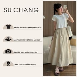 Chân Váy Kaki Dáng Dài Basic 2 Túi Bên CV570 Su Chang Thời Trang Nữ 9