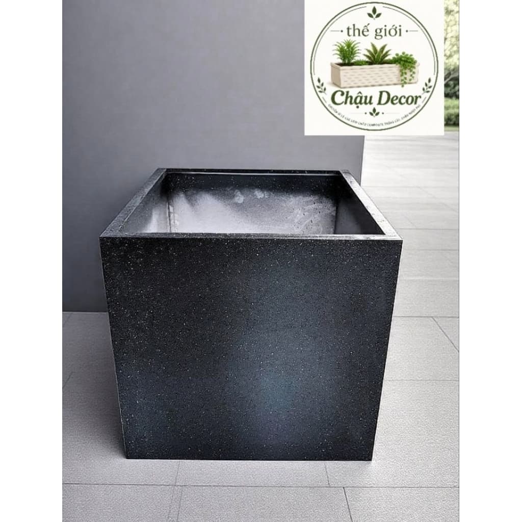 Chậu nhựa composite vuông kích thước 30x30x30 trồng cây ban công, sân vườn chất liệu PVC FOAM độ bền cao