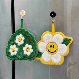 Khăn Lau Tay Hình Hoa Cúc Mặt Cười Dễ Thương 22x18cm có móc Treo Tiện dụng, sang chảnh 7