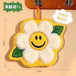 Khăn Lau Tay Hình Hoa Cúc Mặt Cười Dễ Thương 22x18cm có móc Treo Tiện dụng, sang chảnh 3