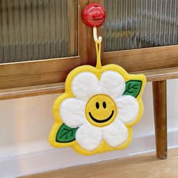 Khăn Lau Tay Hình Hoa Cúc Mặt Cười Dễ Thương 22x18cm có móc Treo Tiện dụng, sang chảnh 5