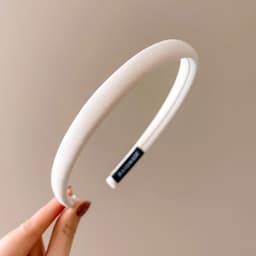 Băng Đô Cài Tóc Nữ Bản To Phối Bèo Nhún Satin Trắng Kem, Phong Cách Tiểu Thư Thanh Lịch 3