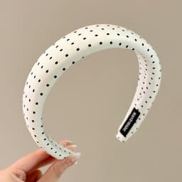 Băng Đô Cài Tóc Nữ Bản To Phối Bèo Nhún Satin Trắng Kem, Phong Cách Tiểu Thư Thanh Lịch 4