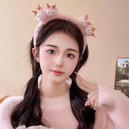 Băng Đô Cài Tóc Tuần Lộc Lông Xù Dễ Thương, Cài Tóc Sừng Hươu Phong Cách Hàn Quốc Cutev 1