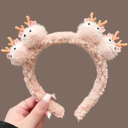 Băng Đô Cài Tóc Tuần Lộc Lông Xù Dễ Thương, Cài Tóc Sừng Hươu Phong Cách Hàn Quốc Cutev 2