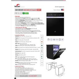 Máy rửa bát thông minh 15 bộ kính đen Bauer SBW16BEU15F SuperAI|16 chương trình rửa|Nhập Malaysia 8