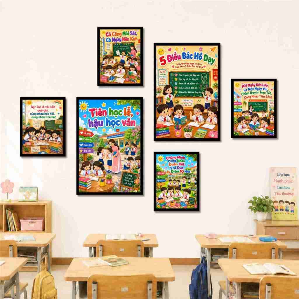 Set 6 tranh decor trang trí lớp học, tranh dán tường formex decor hay và ý nghĩa đạo đức.