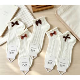 Tất Nữ Cổ Ngắn Chất Cotton Hoạ Tiết Nơ (Sịn) Điệu Đà Tiểu Thư 3