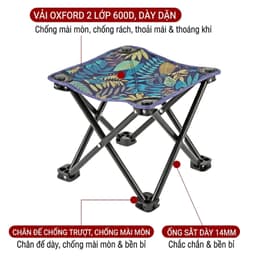 ghế gấp gọn du lịch , Ghế Xếp Câu Cá gấp gọn không có tựa lưng mini bỏ túi dễ dàng mang đi , dã ngoại 5
