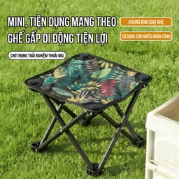 ghế gấp gọn du lịch , Ghế Xếp Câu Cá gấp gọn không có tựa lưng mini bỏ túi dễ dàng mang đi , dã ngoại 9