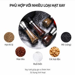 Lọ Xay Tiêu Cầm Tay Inox Đa Năng HanmiMart Dụng Cụ Xay Gia Vị Cho Nhà Bếp 5