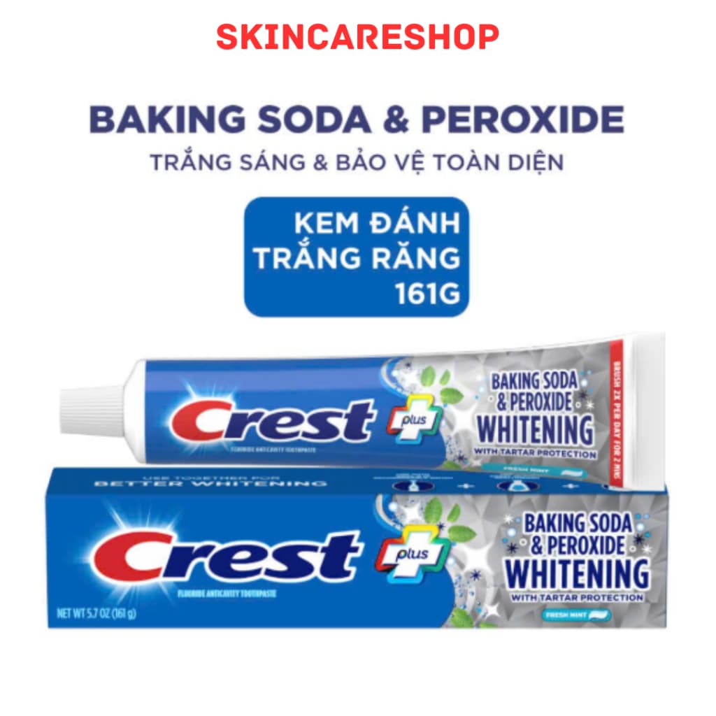 Kem đánh răng Crest Plus Whitening Baking Soda & Peroxide 161g SKINCARESHOP