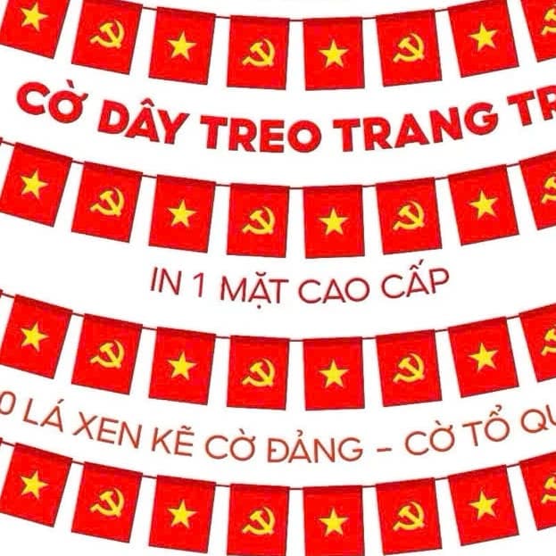 Dây 20 lá cờ treo, dây cờ Việt Nam, dây cờ Tổ Quốc , Đảng trang trí Tết,lễ hội dài gồm 20 cờ