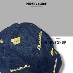 Bé 1- 2 Tuổi.  Mũ nón denim bucket tai bèo vành trẻ em trai gái PHUNGVYSHOP- / Bo Nhí Jean GẤU SHUAI / 2