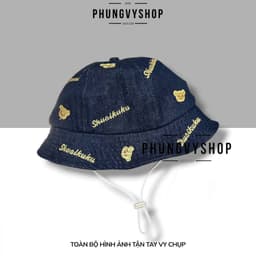 Bé 1- 2 Tuổi.  Mũ nón denim bucket tai bèo vành trẻ em trai gái PHUNGVYSHOP- / Bo Nhí Jean GẤU SHUAI / 3