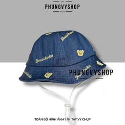 Bé 1- 2 Tuổi.  Mũ nón denim bucket tai bèo vành trẻ em trai gái PHUNGVYSHOP- / Bo Nhí Jean GẤU SHUAI / 4