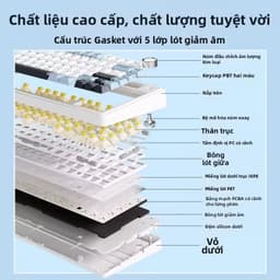 Bàn Phím Cơ Không Dây AULA F75 (3 Mode / Hotswap / Mạch Xuôi / LED RGB) - Hàng chính hãng 4