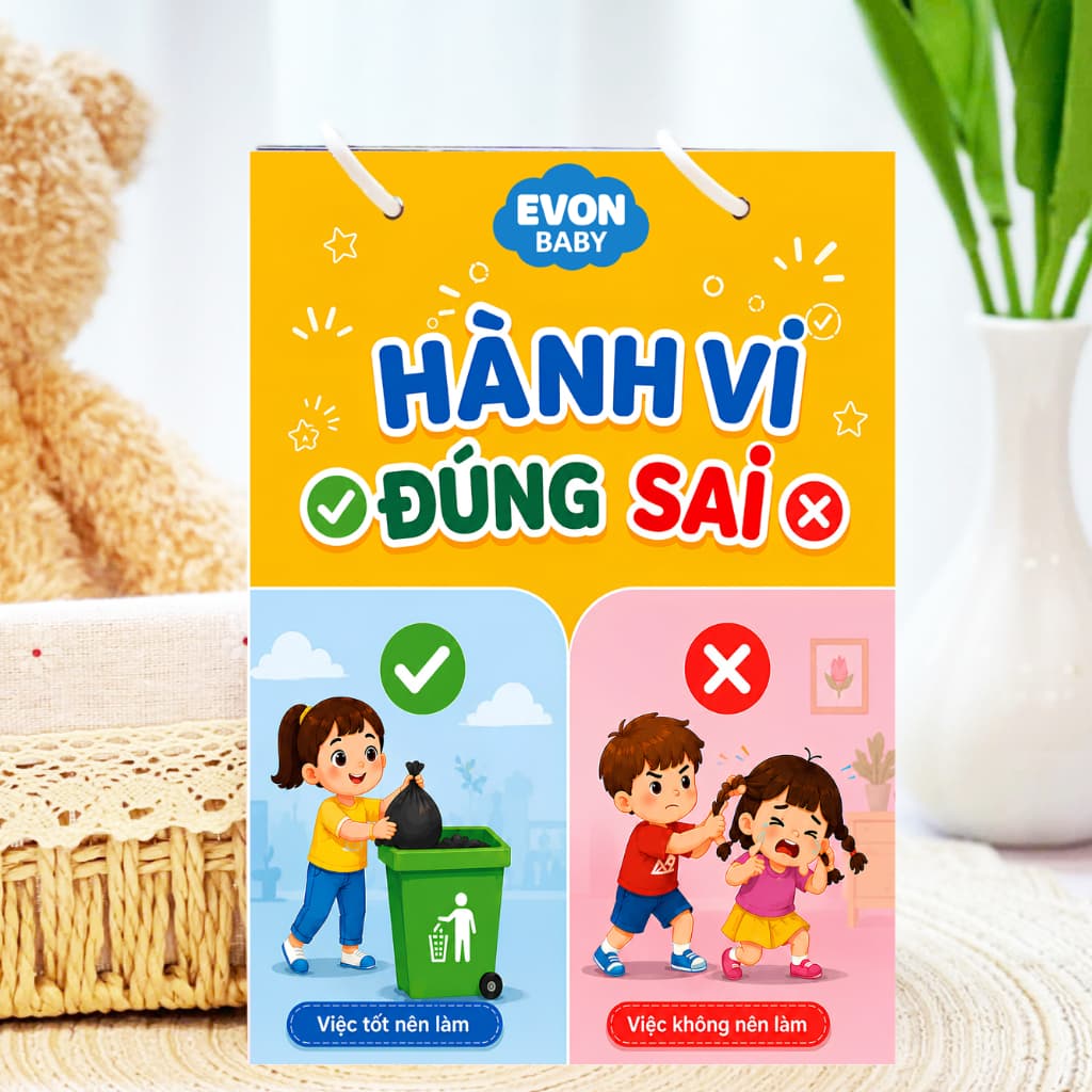 Thẻ Flash EVON BABY dạy bé tập nói - Bé Tập Nhận Thức Hành Vi ĐÚNG - SAI