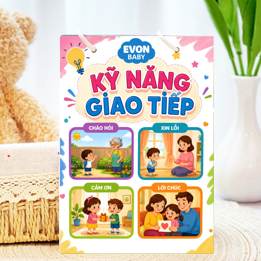Thẻ Flash EVON BABY dạy bé tập nói - CHÀO HỎI, XIN LỖI, CẢM ƠN