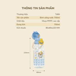 [ TOBE ] Bình Uống Nước Ống Hút 750ml Chính Hãng To Bé 9